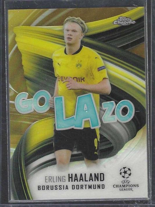 ERLING HAALAND 2020-21 TOPPS CHROME GOLD REFRACTOR GOLAZO #D 03/50