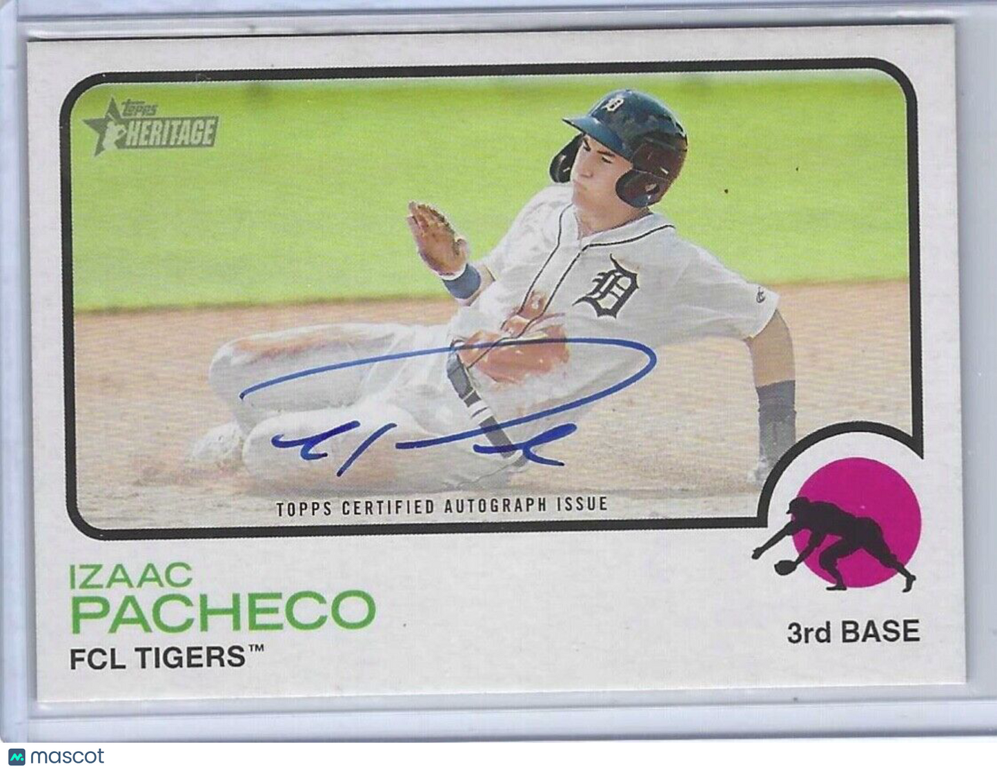 ISAAC PACHECO 2022 TOPPS HERITAGE MINOR LEAGUE PROSPECT REAL ONE AUTO #ROA-IP