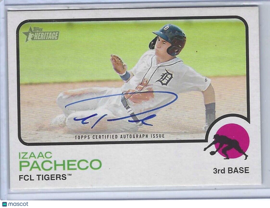 ISAAC PACHECO 2022 TOPPS HERITAGE MINOR LEAGUE PROSPECT REAL ONE AUTO #ROA-IP