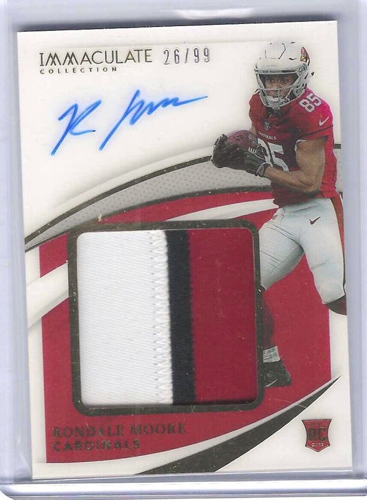 RONDALE MOORE 2021 PANINI IMMACULATE PREMIUM RPA JUMBO PATCH AUTO RC #D 26/99