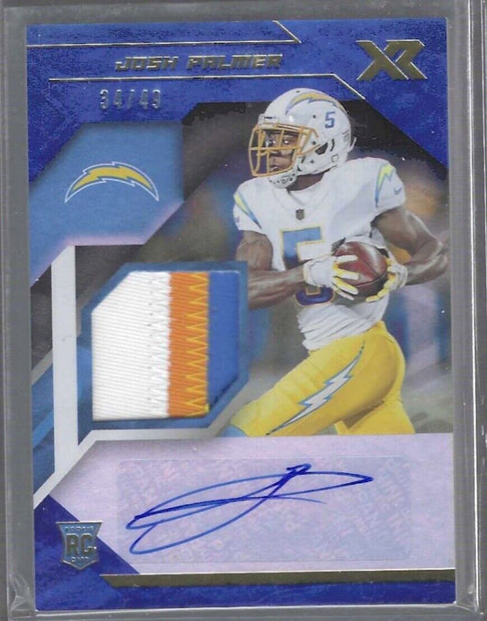 JOSH PALMER 2021 PANINI XR BLUE FOIL ROOKIE PATCH AUTO RC #D 34/49