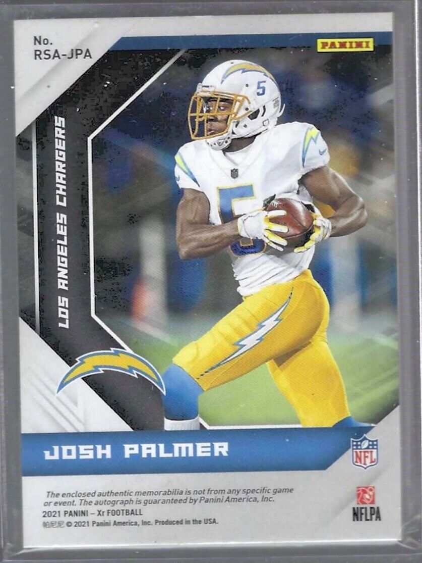 JOSH PALMER 2021 PANINI XR BLUE FOIL ROOKIE PATCH AUTO RC #D 34/49