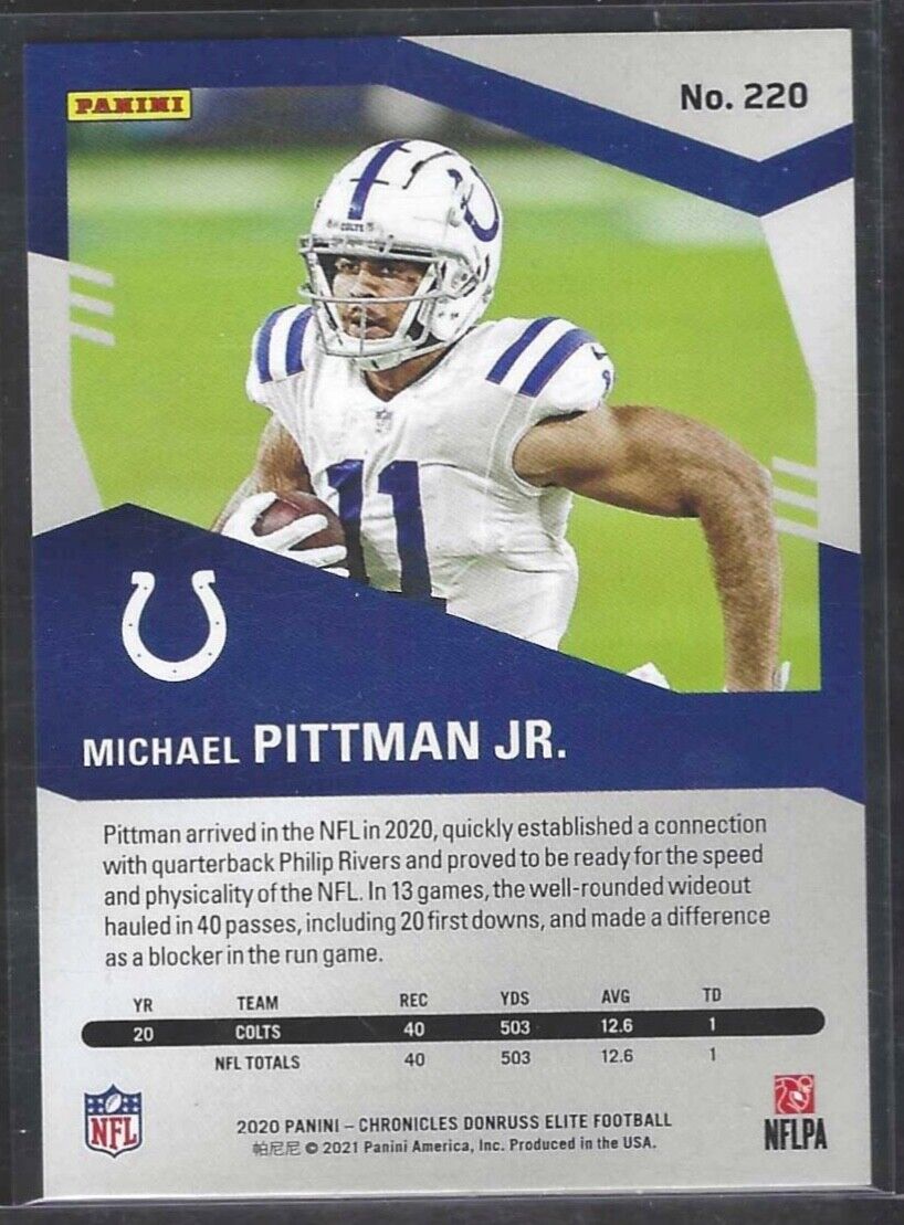 MICHAEL PITTMAN JR 2020 PANINI CHRONICLES DONRUSS ELITE GOLD FOIL RC #D 4/5
