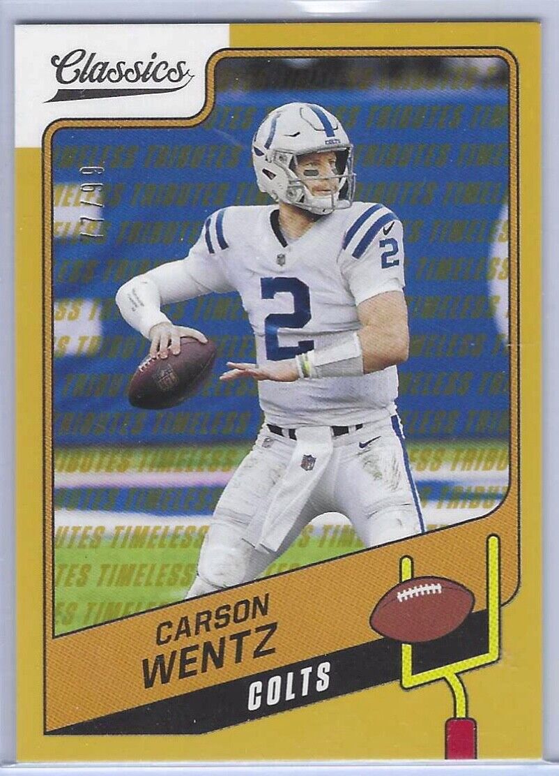 CARSON WENTZ 2021 PANINI CLASSICS TIMELESS TRIBUTES YELLOW #D 77/99