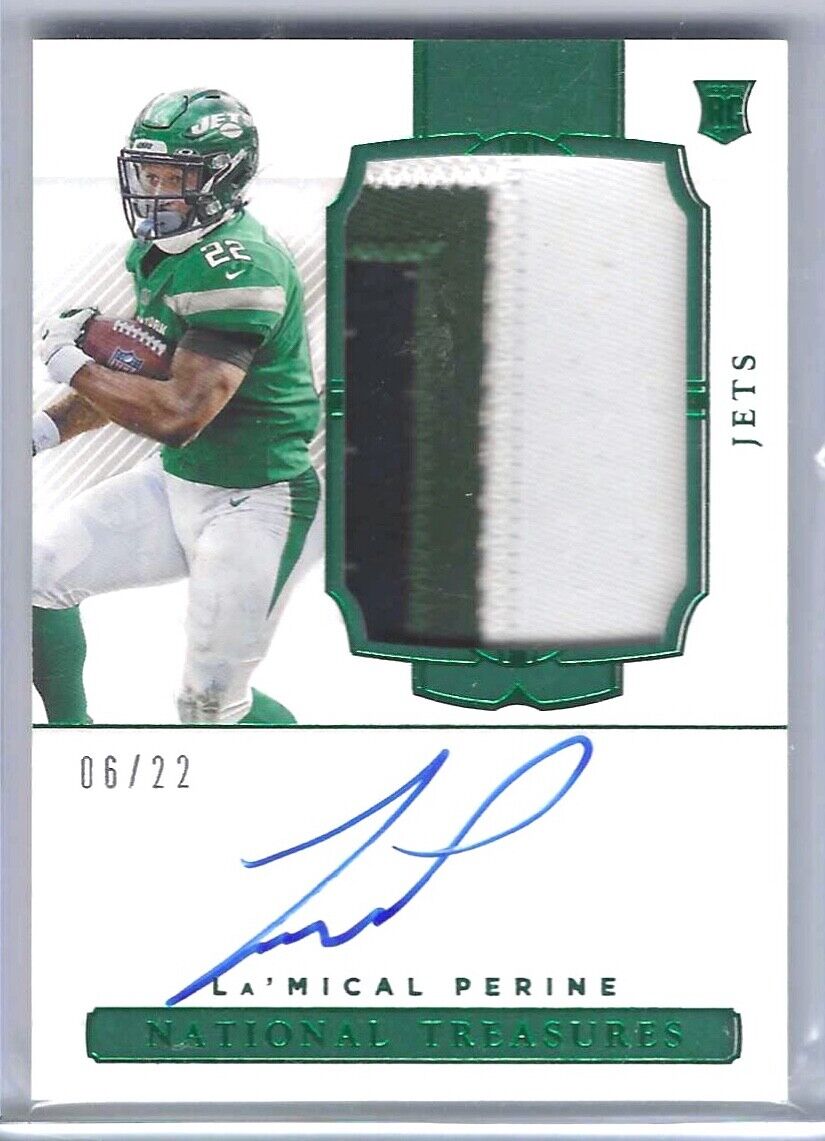 LA'MICAL PERINE 2020 NATIONAL TREASURES JSY # RPA ROOKIE PATCH AUTO RC #D 06/22