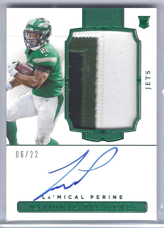 LA'MICAL PERINE 2020 NATIONAL TREASURES JSY # RPA ROOKIE PATCH AUTO RC #D 06/22