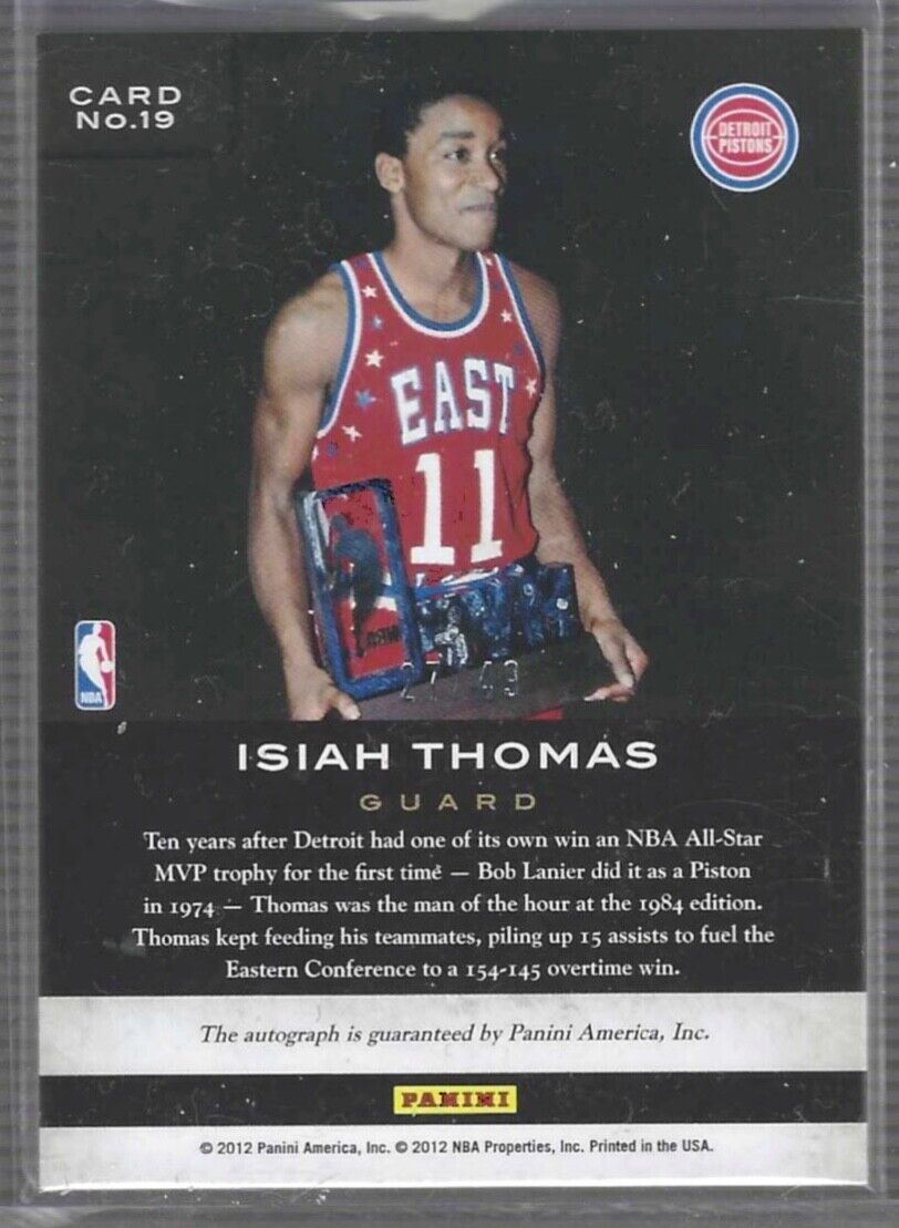 ISIAH THOMAS 2011-12 PANINI LIMITED TROPHY CASE AUTO #D 27/49