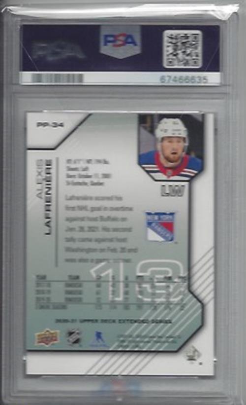 ALEXIS LAFRENIERE 2020 UPPER DECK EXTENDED PROS PROSPECTS RC /1000 PSA 10 POP 7