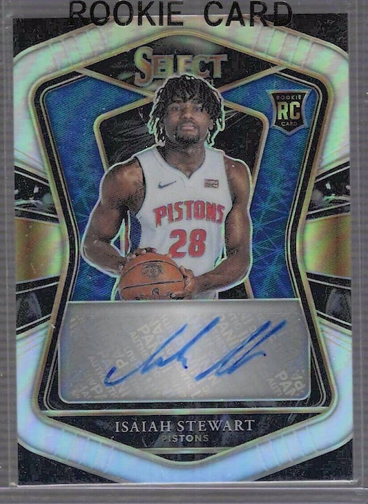 ISAIAH STEWART 2020-21 PANINI SELECT SILVER PRIZM ROOKIE AUTO RC #D 041/249