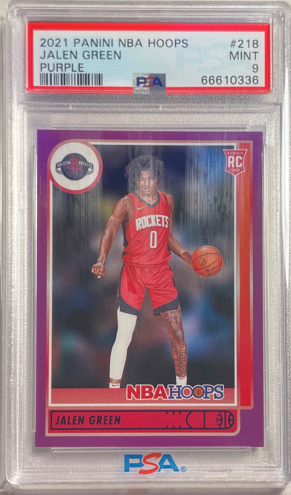 JALEN GREEN 2021-22 PANINI NBA HOOPS PURPLE ROOKIE SP RC #218 PSA 9 MINT POP 13