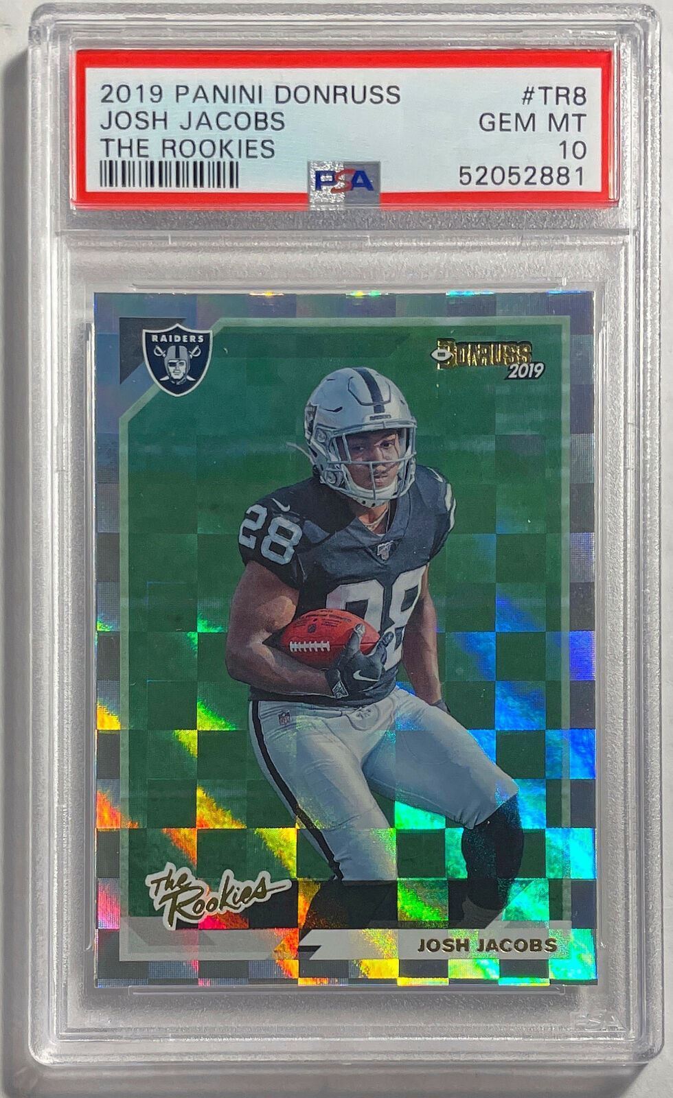 JOSH JACOBS 2019 PANINI DONRUSS THE ROOKIES ROOKIE RC #TR-8 PSA 10 GEM MINT