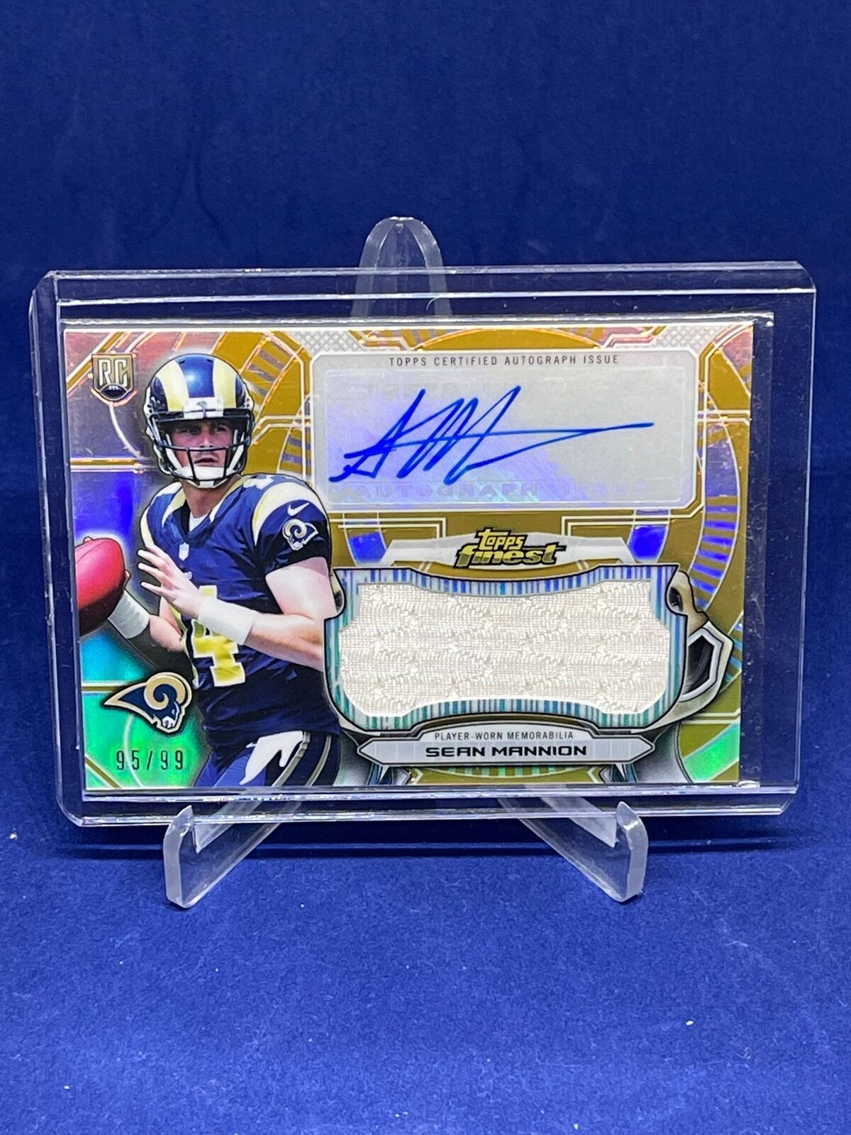SEAN MANNION 2015 TOPPS FINEST GOLD REFRACTOR JERSEY AUTO ROOKIE RC #D 95/99