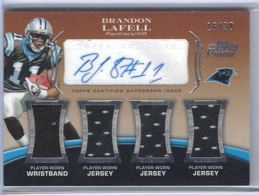 BRANDON LAFELL 2010 TOPPS PRIME LEVEL 4 ROOKIE QUAD PATCH AUTO RC #D 16/30