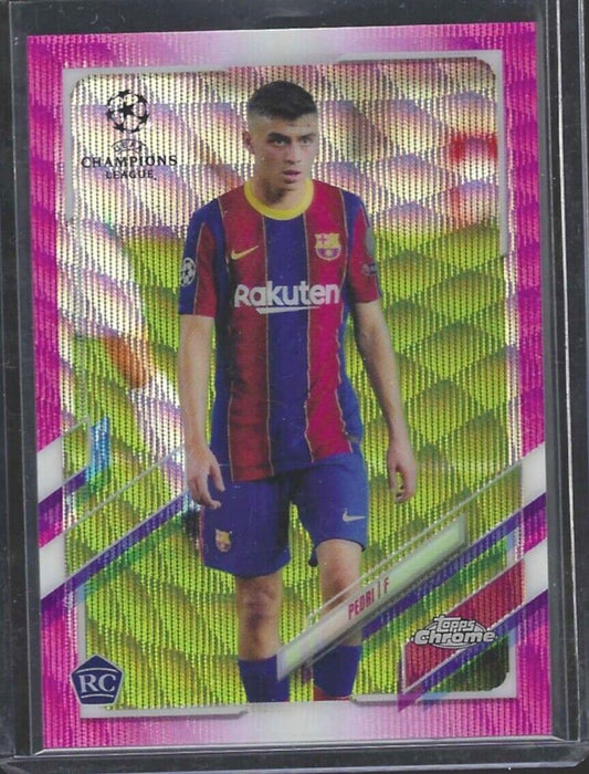 PEDRI 2020-21 TOPPS CHROME PINK X-FRACTOR REFRACTOR ROOKIE RC #61