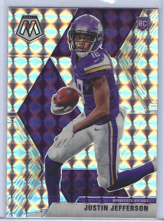 JUSTIN JEFFERSON 2020 PANINI MOSAIC SILVER MOSAIC PRIZM RC #209