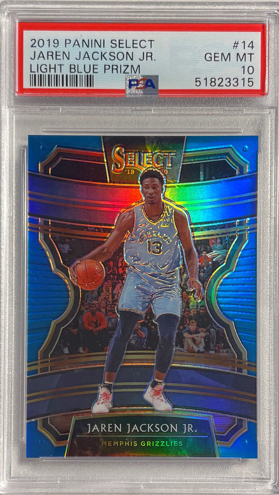 JAREN JACKSON JR. 2018 SELECT LIGHT BLUE PRIZM #D 169/299 PSA 10 GEM MINT POP 11