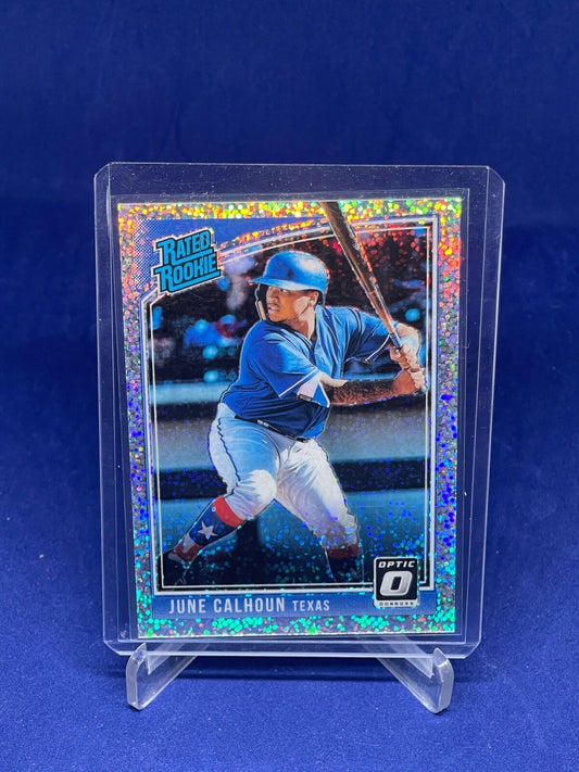 WILLIE CALHOUN 2018 DONRUSS OPTIC RATED ROOKIE WHITE SPARKLE PRIZM SSP RC #40