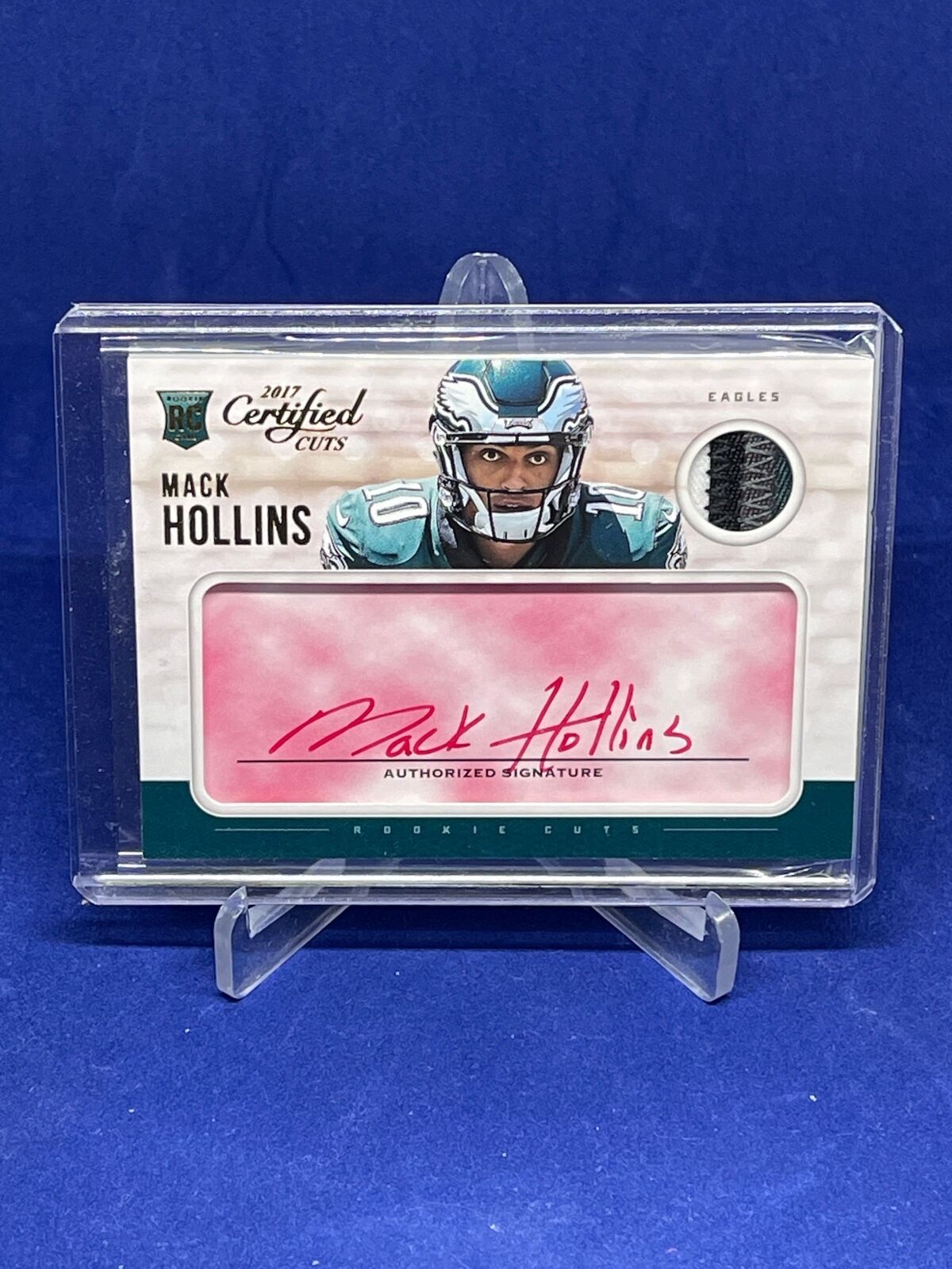 MACK HOLLINS 2017 PANINI DONRUSS CERTIFIED CUTS RED INK PATCH AUTO ROOKIE RC SP
