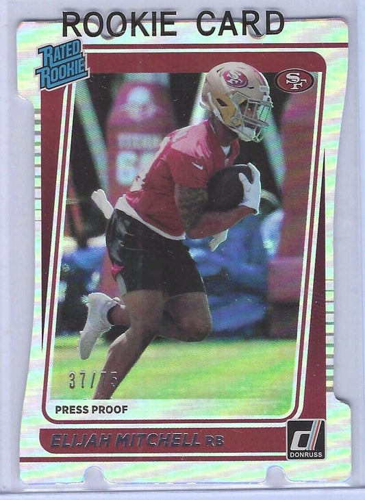ELIJAH MITCHELL 2021 DONRUSS SILVER PRESS PROOF DIE CUT RATED ROOKIE RC #D 37/75