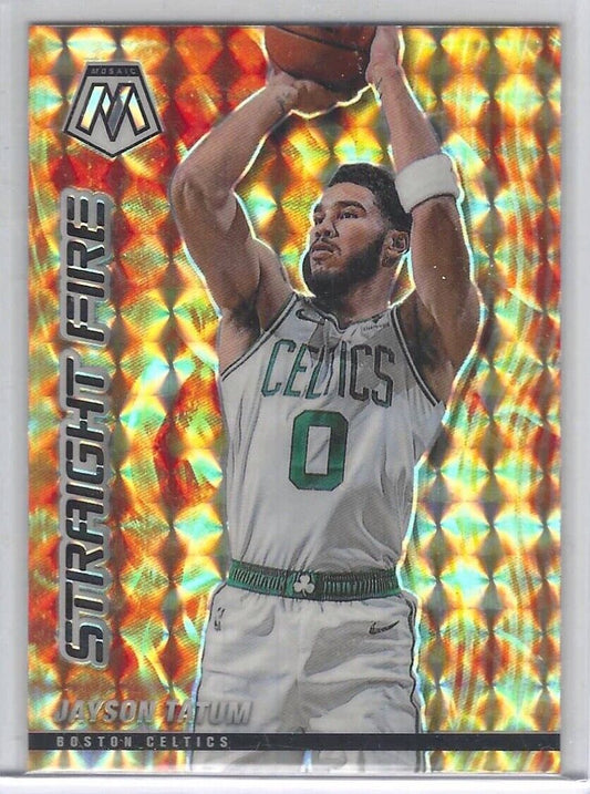 JAYSOM TATUM 2020-21 PANINI MOSAIC STRAIGHT FIRE MOSAIC PRIZM SP INSERT #14