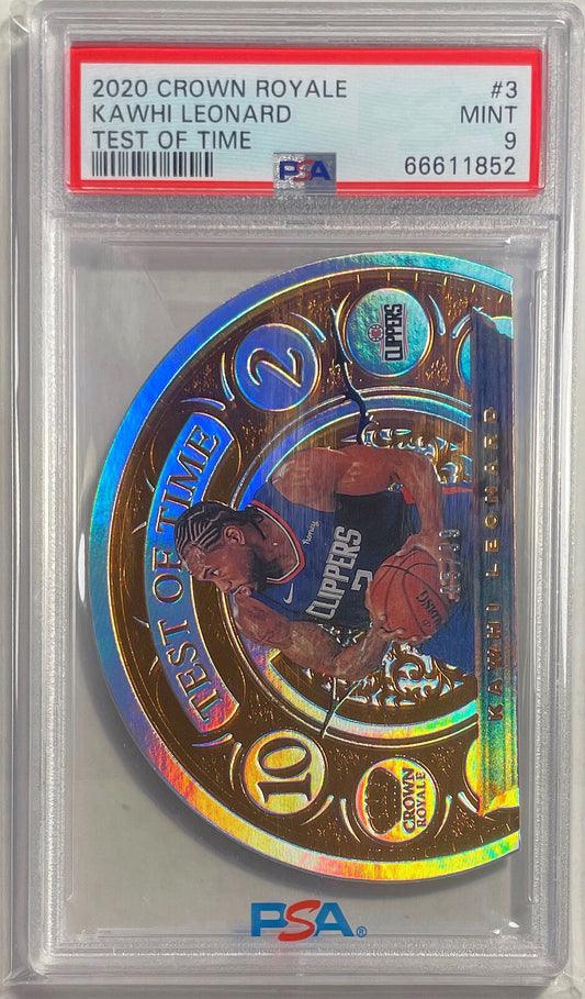 KAWHI LEONARD 2020-21 PANINI CROWN ROYALE TEST OF TIME #D 05/99 PSA 9 POP 1/1