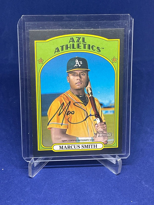 MARCUS SMITH 2021 TOPPS HERITAGE MINORS BLACK ON CARD AUTO PROSPECT #D 39/50