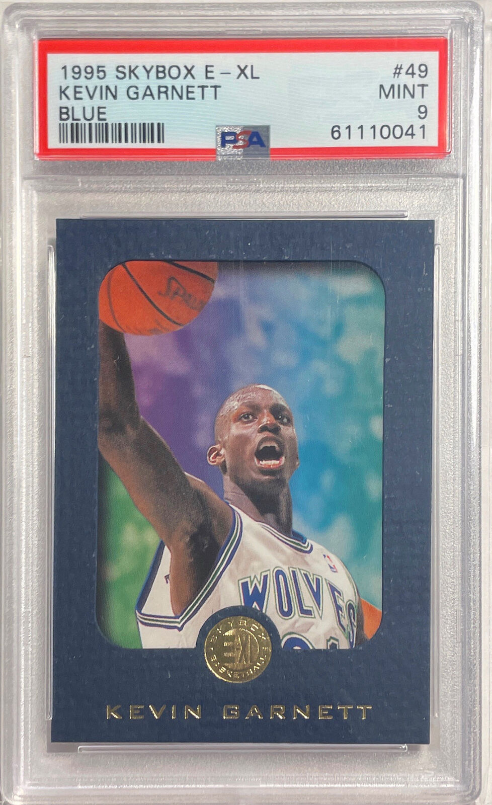 KEVIN GARNETT 1995-96 SKYBOX E-XL BLUE ROOKIE RC #49 PSA 9 MINT