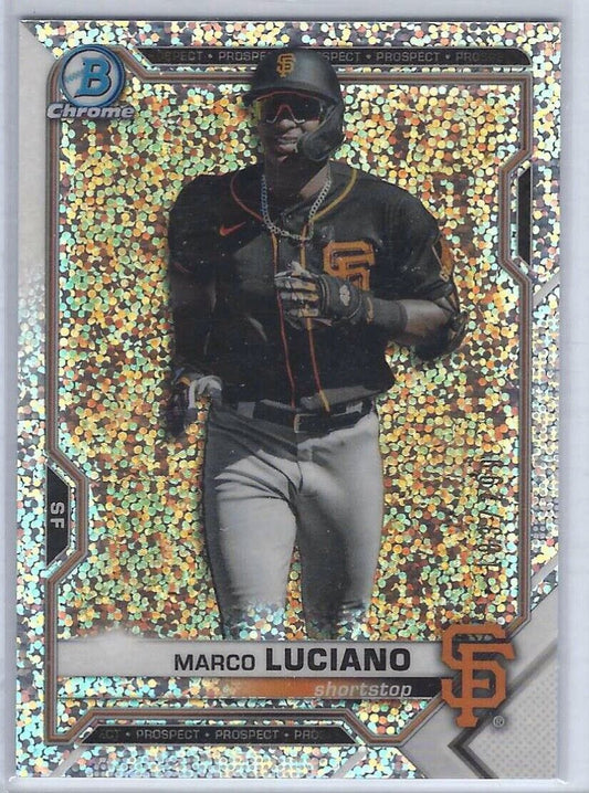 MARCO LUCIANO 2021 BOWMAN CHROME SPARKLE SPECKLE REFRACTOR PROSPECT #D 183/299