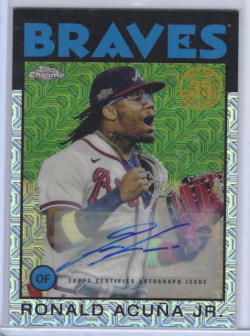 RONALD ACUNA JR 2021 TOPPS CHROME 35TH ANNIVERSARY SILVER PACK AUTO #D 28/30
