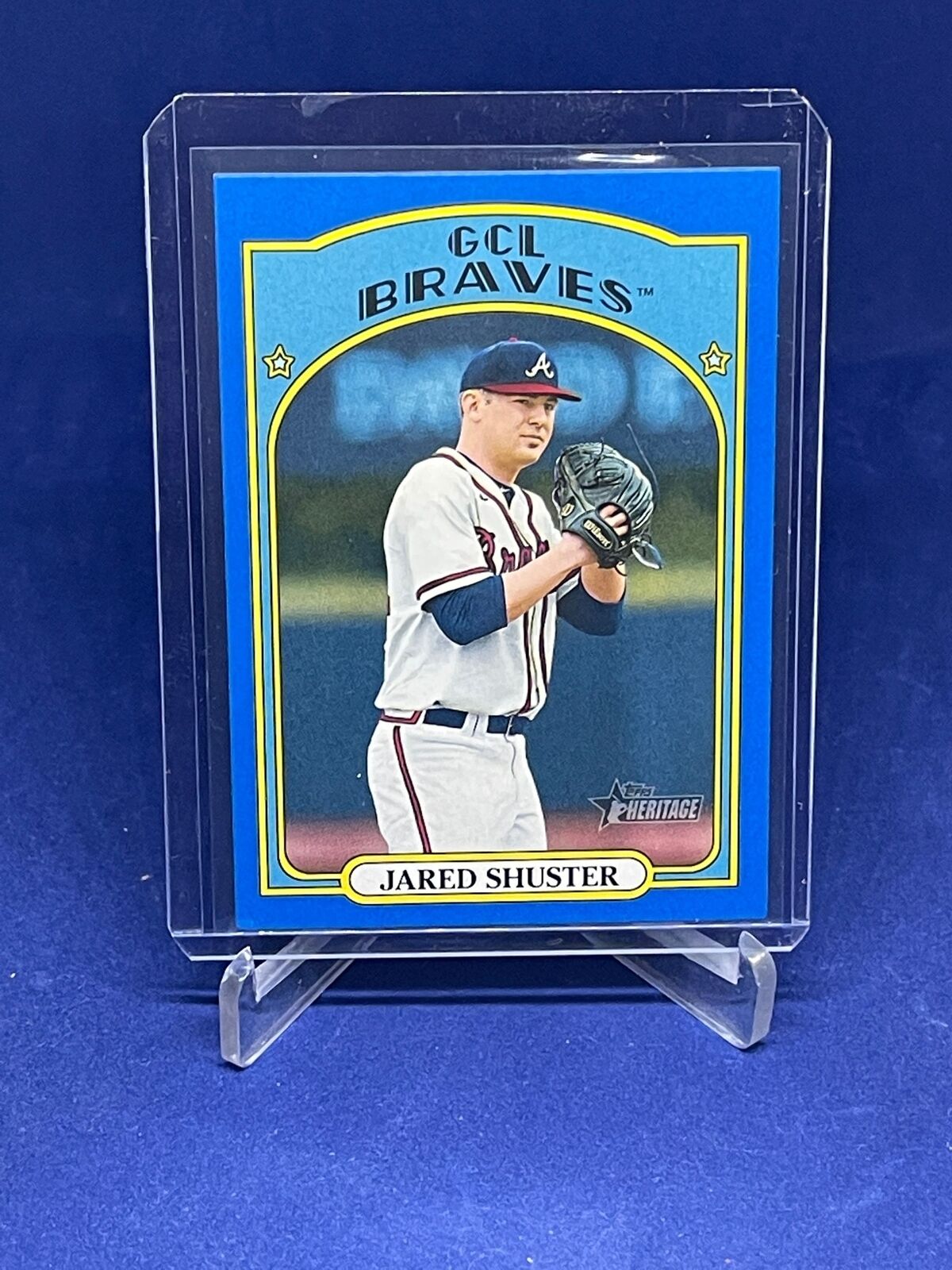 JARED SHUSTER 2021 TOPPS HERITAGE MINORS BLUE PROSPECT #D 67/99