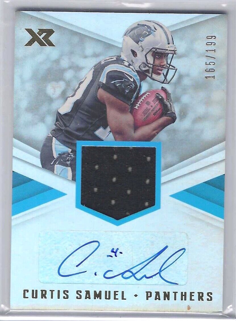 CURTIS SAMUEL 2017 PANINI XR SILVER FOIL ROOKIE JERSEY AUTO RC #D 165/199