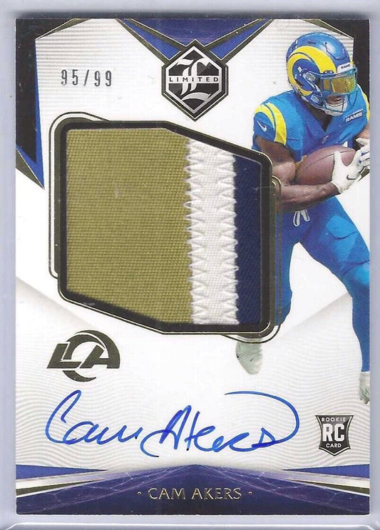 CAM AKERS 2020 PANINI LIMITED ROOKIE JUMBO RPA PATCH AUTO RC #D 95/99