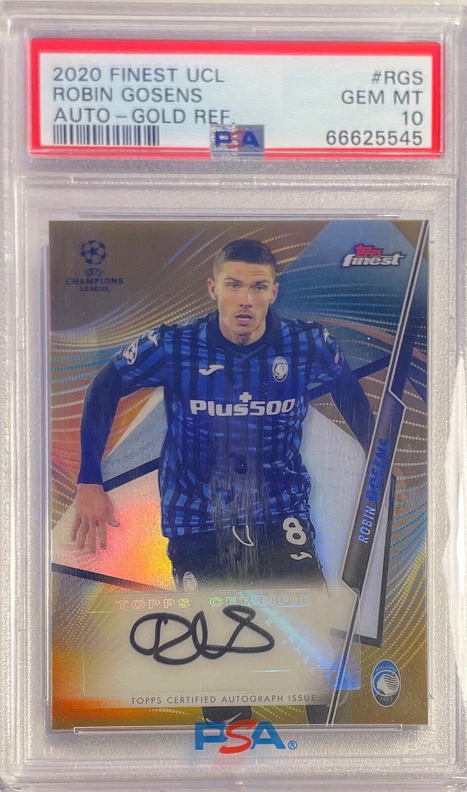ROBIN GOSENS 2020-21 TOPPS FINEST UCL GOLD REFRACTOR AUTO #D /50 PSA 10 POP 1/1