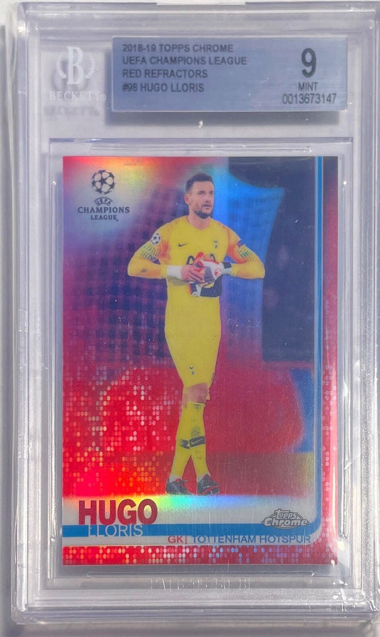 HUGO LLORIS 2018-19 TOPPS CHROME UEFA UCL RED REFRACTOR #D 09/10 BGS 9 POP 1/1