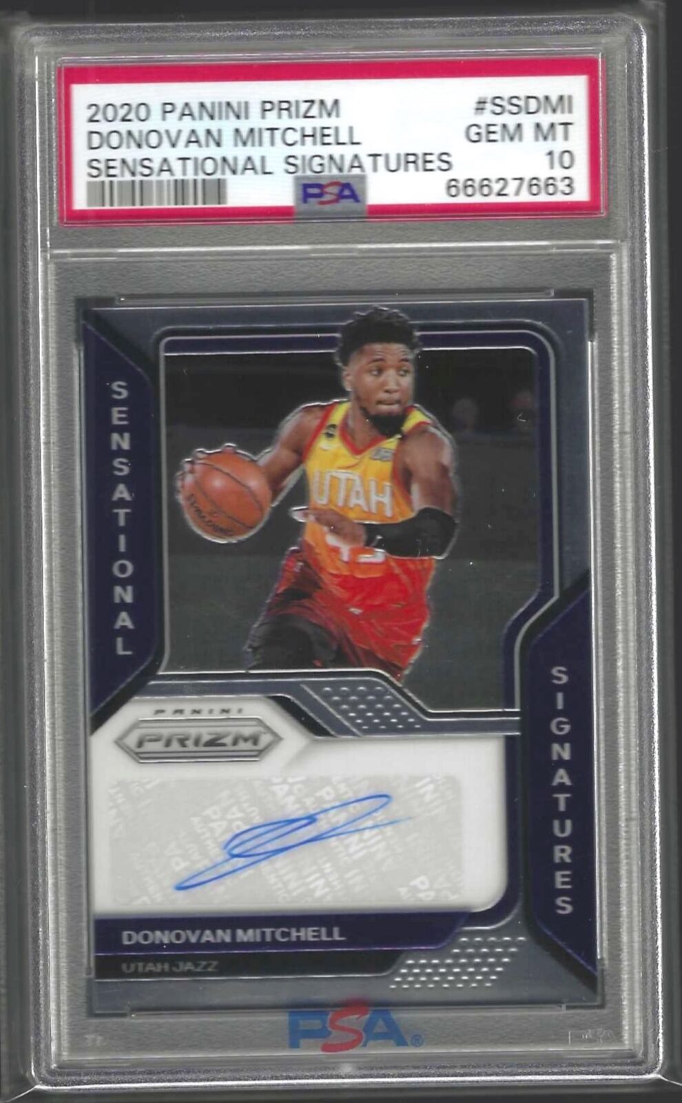 DONOVAN MITCHELL 2020-21 PANINI PRIZM SENSATIONAL SIG AUTO PSA 10 GEM MINT POP 6