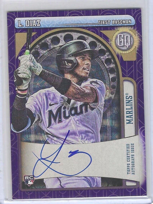 LEWIN DIAZ 2021 TOPPS GYPSY QUEEN PURPLE ROOKIE ON CARD AUTO RC #D 083/150