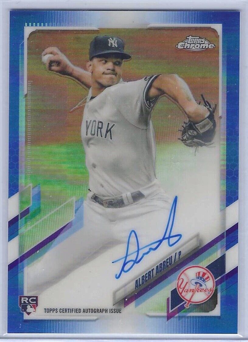 ALBERT ABREU 2021 TOPPS CHROME BLUE REFRACTOR ROOKIE AUTO RC #D 023/150