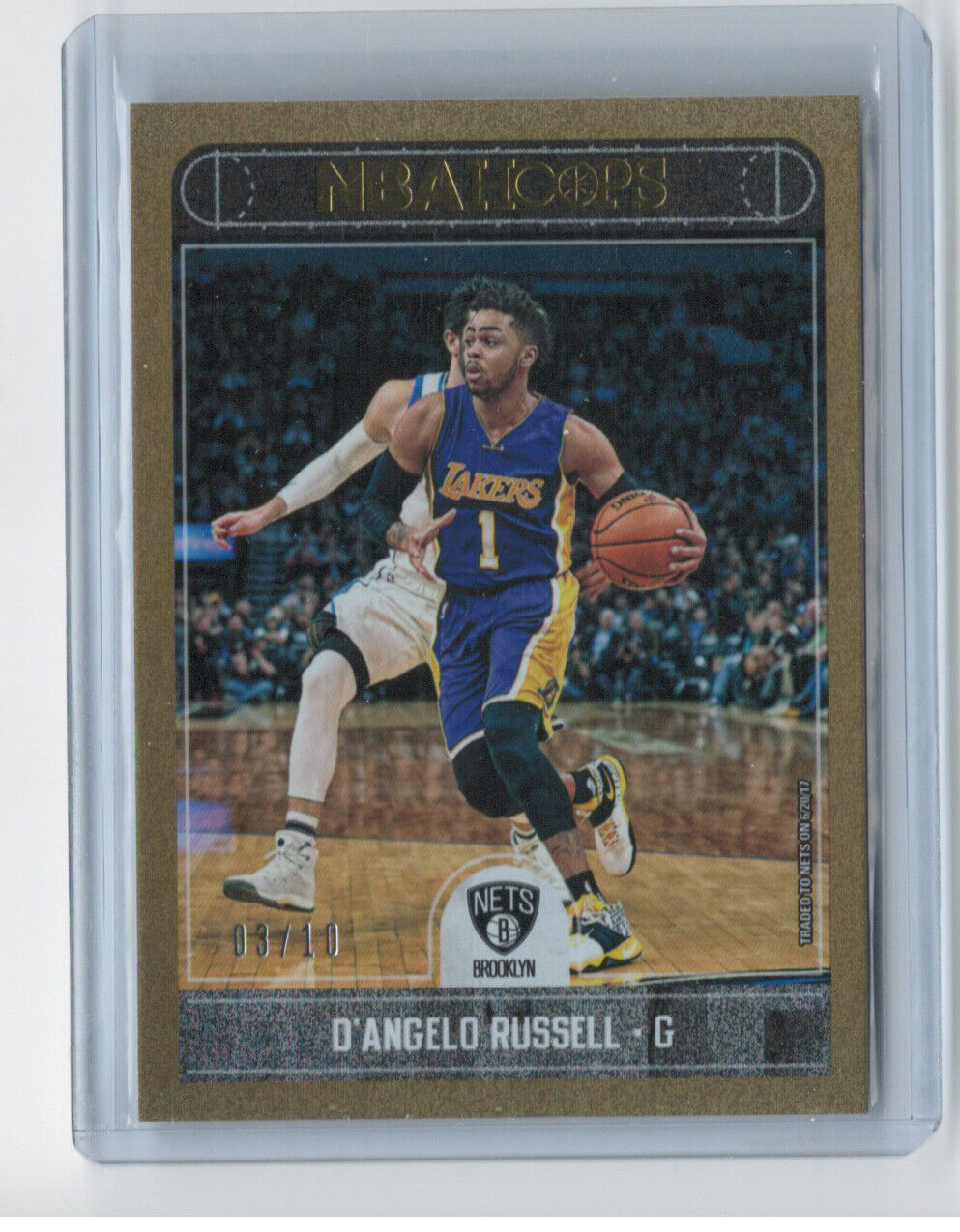 D'ANGELO RUSSELL 2017-18 PANINI HOOPS GOLD BORDER SPARKLE #D 3/10