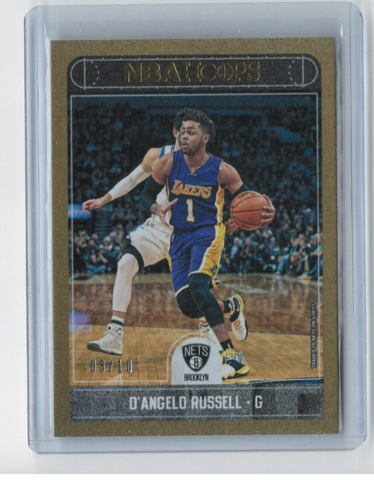 D'ANGELO RUSSELL 2017-18 PANINI HOOPS GOLD BORDER SPARKLE #D 3/10