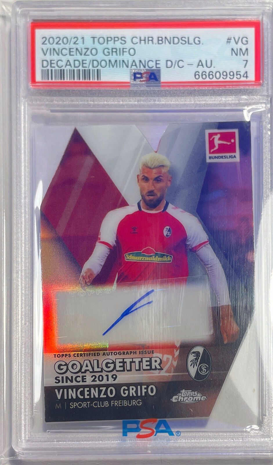 VINCENZO GRIFO 2020-21 TOPPS CHROME BUNDESLIGA DECADE DOMINANCE AUTO /50 PSA 7