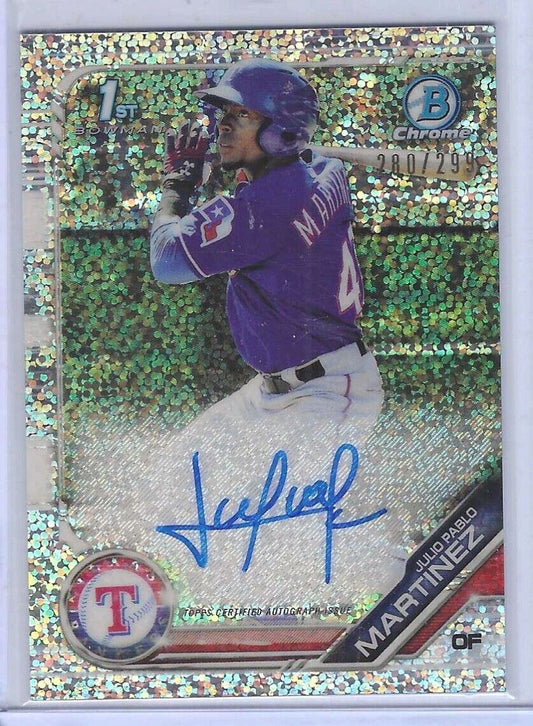 JULIO PABLO MARTINEZ 2019 BOWMAN CHROME 1ST SPARKLE SPECKLE PROSPECT AUTO /299