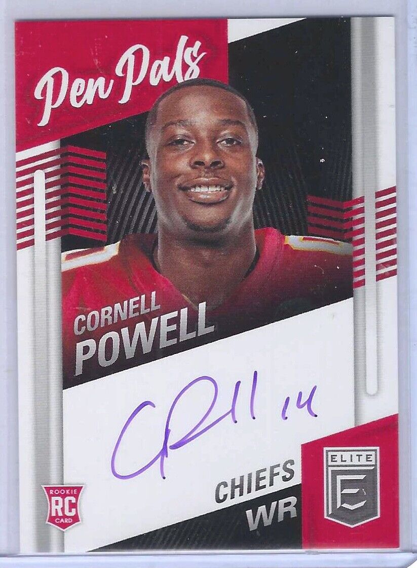 CORNELL POWELL 2021 DONRUSS ELITE PEN PALS PURPLE INK ON CARD SP AUTO RC #PP-CPO