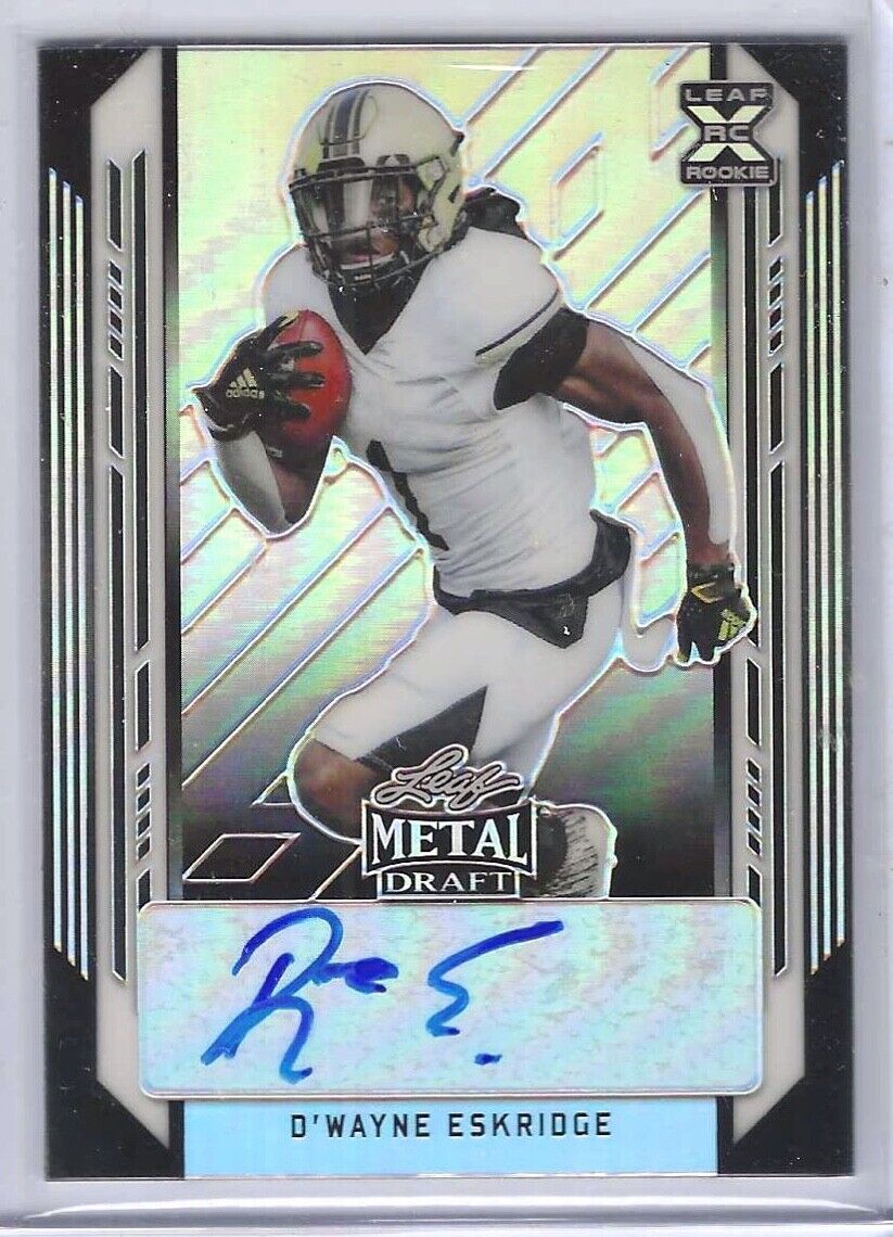 D'WAYNE ESKRIDGE 2021 LEAF METAL DRAFT BLACK PRIZM ROOKIE AUTO RC #D 10/15