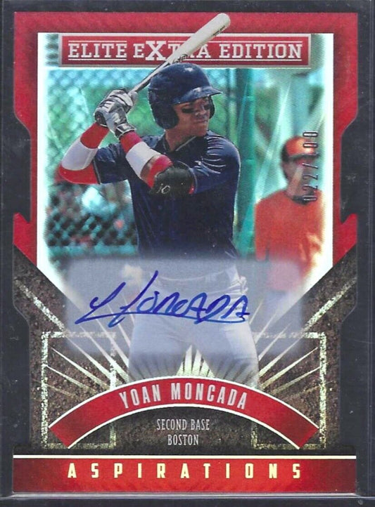 YOAN MONCADA 2015 ELITE EXTRA EDITION ASPIRATIONS RED DIE CUT AUTO #D /100