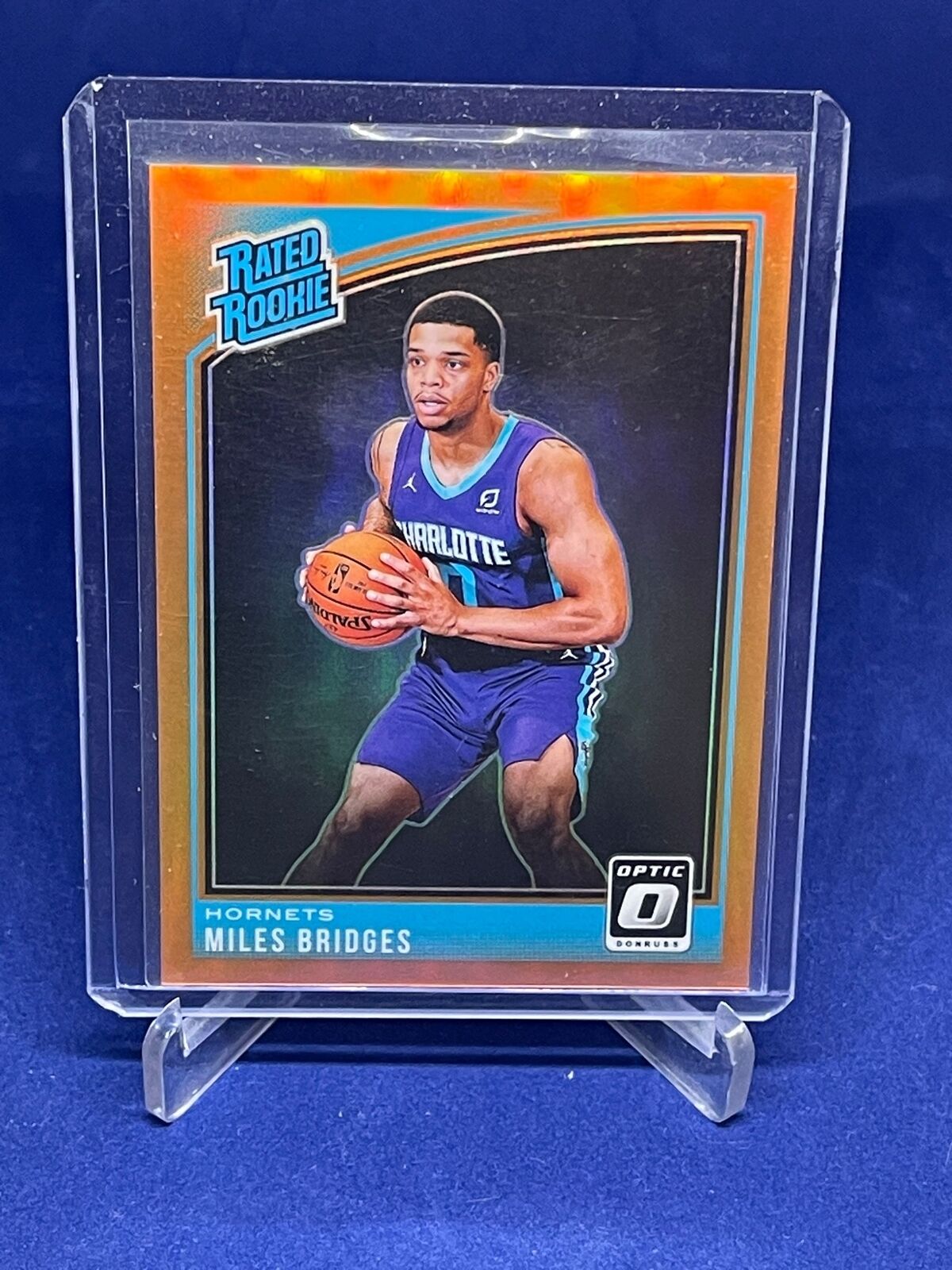 MILES BRIDGES 2018-19 DONRUSS OPTIC RATED ROOKIE ORANGE PRIZM HOLO RC #D 112/199