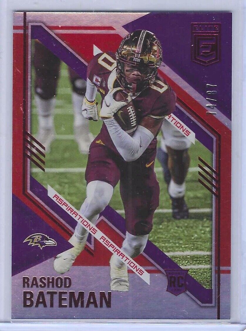 RASHOD BATEMAN 2021 DONRUSS ELITE RED FOIL ASPIRATIONS ROOKIE RC #D 74/87