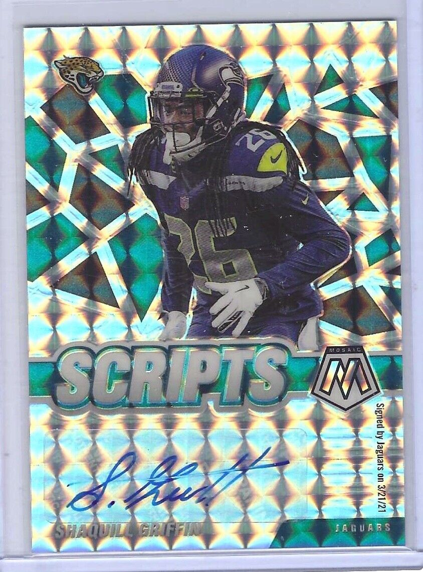 SHAQUILL GRIFFIN 2021 PANINI MOSAIC SILVER MOSAIC SCRIPTS AUTO #S-SG