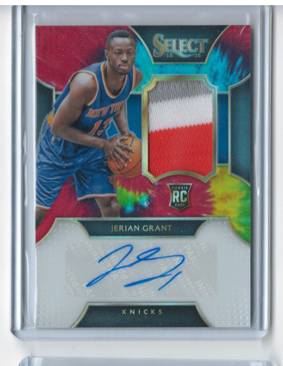 JERIAN GRANT 2015-16 PANINI SELECT TIE DYE PRIZM ROOKIE PATCH AUTO RC #D 7/25