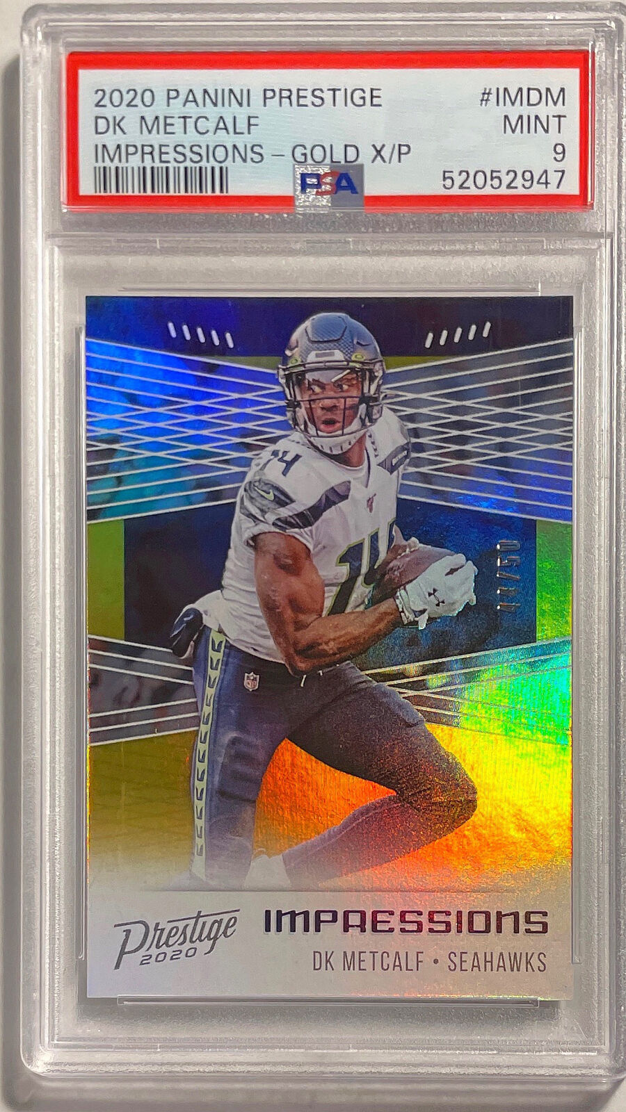 DK METCALF 2020 PANINI PRESTIGE IMPRESSIONS GOLD XTRA POINTS #D /50 PSA 9 POP 2
