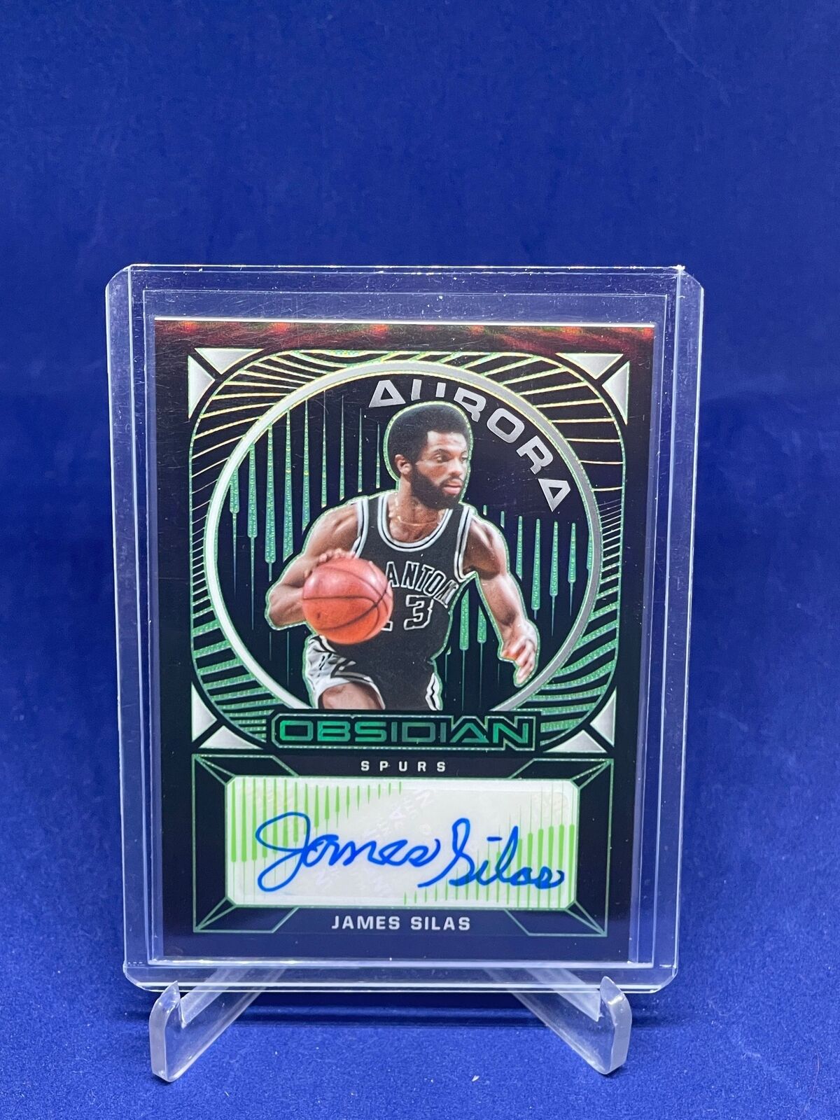 JAMES SILAS 2020-21 PANINI OBSIDIAN AURORA ELECTRIC ETCH GREEN AUTO #D 15/25